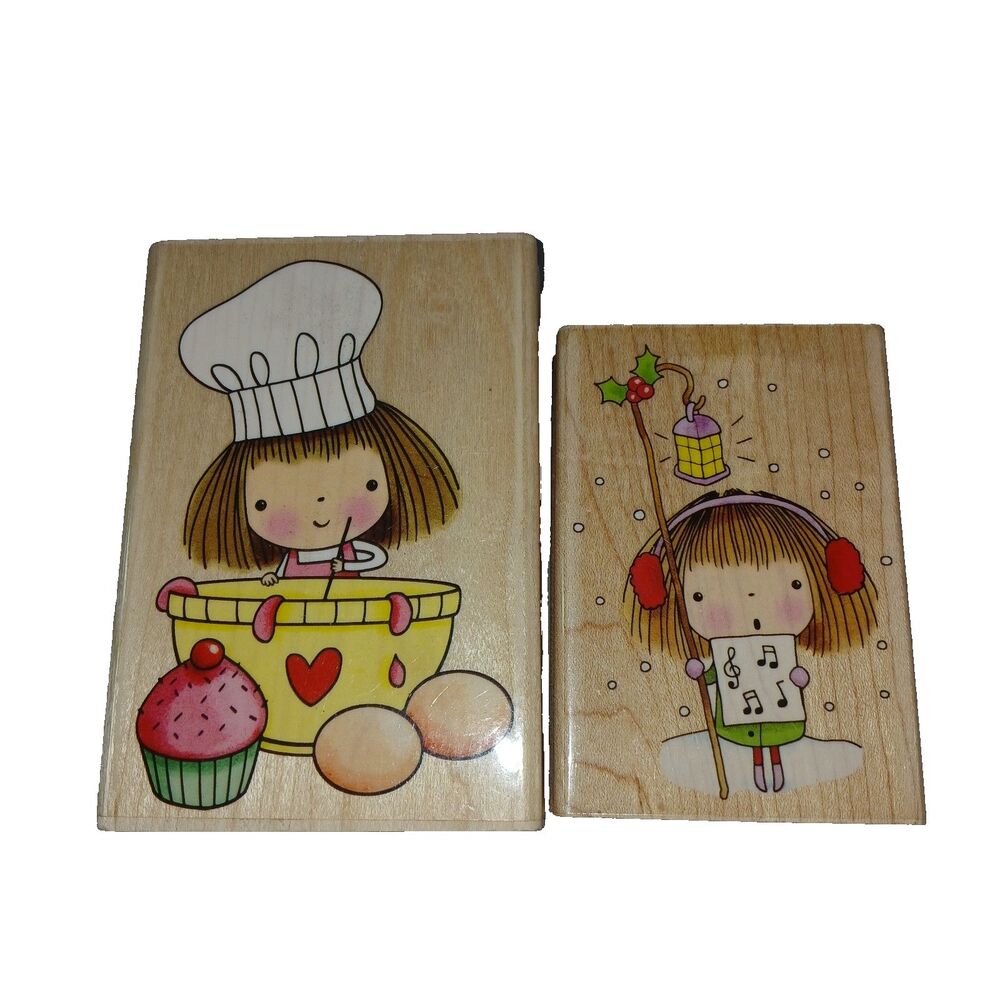 Penny Black Yummy Mimi 4146K  & Christmas Note 4097J Wood Mounted Stamp Used